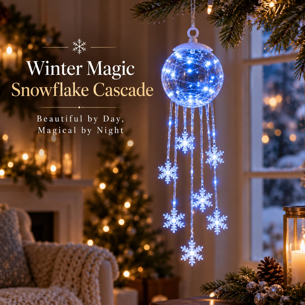 Winter Magic Snowflake Cascade LED Hanging Light