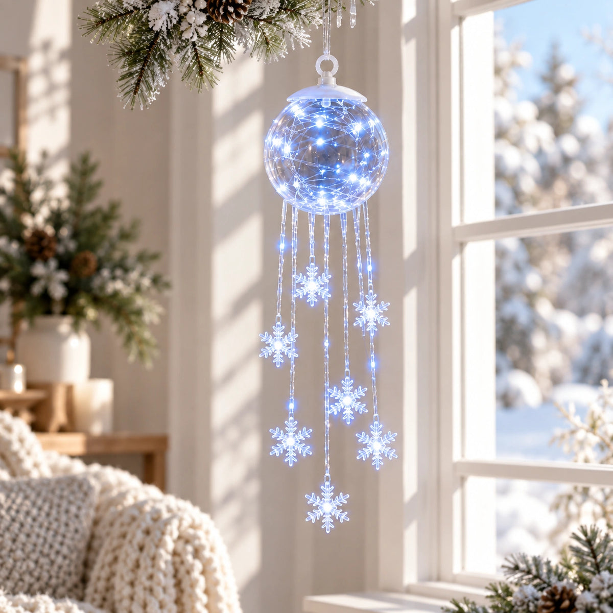 Winter Magic Snowflake Cascade LED Hanging Light