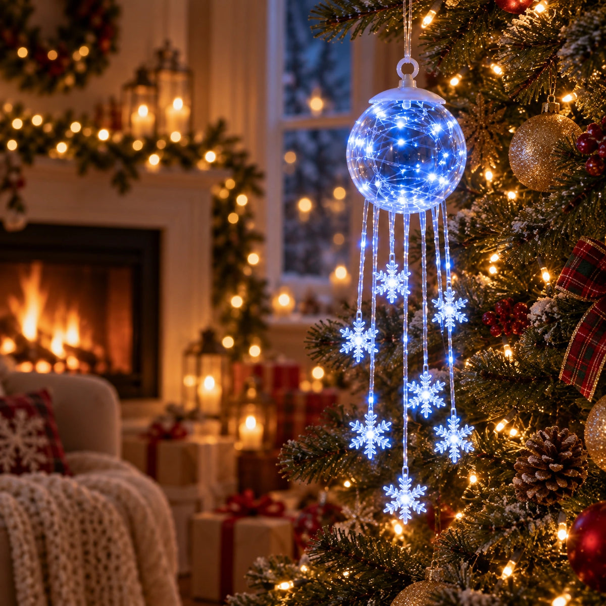 Winter Magic Snowflake Cascade LED Hanging Light