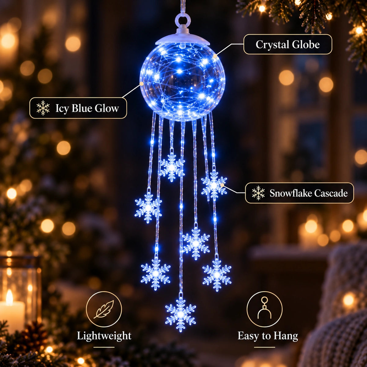 Winter Magic Snowflake Cascade LED Hanging Light