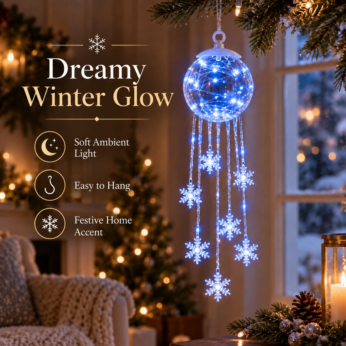Winter Magic Snowflake Cascade LED Hanging Light