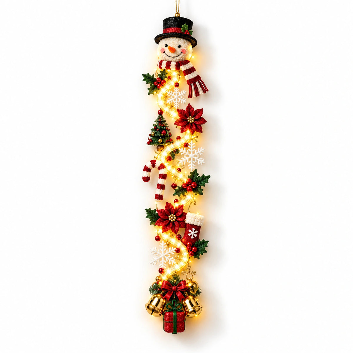 Glowing Christmas Door Hanger – Lighted Holiday Wall Decor