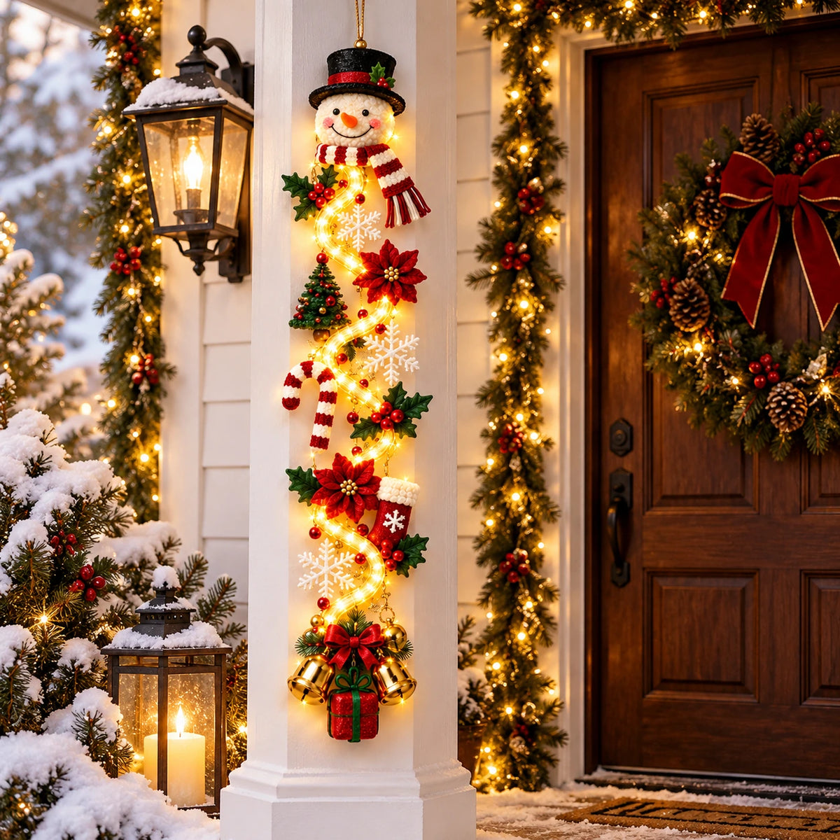 Glowing Christmas Door Hanger – Lighted Holiday Wall Decor