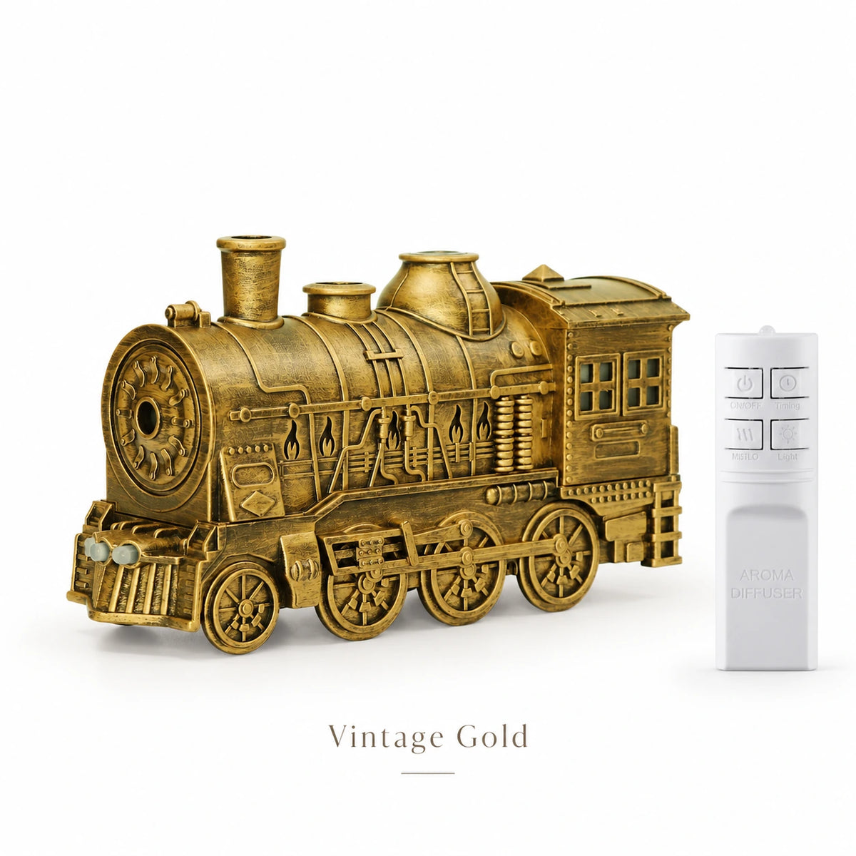 Vintage Steam Train Humidifier & Aroma Diffuser with Mist Rings and Ambient Light