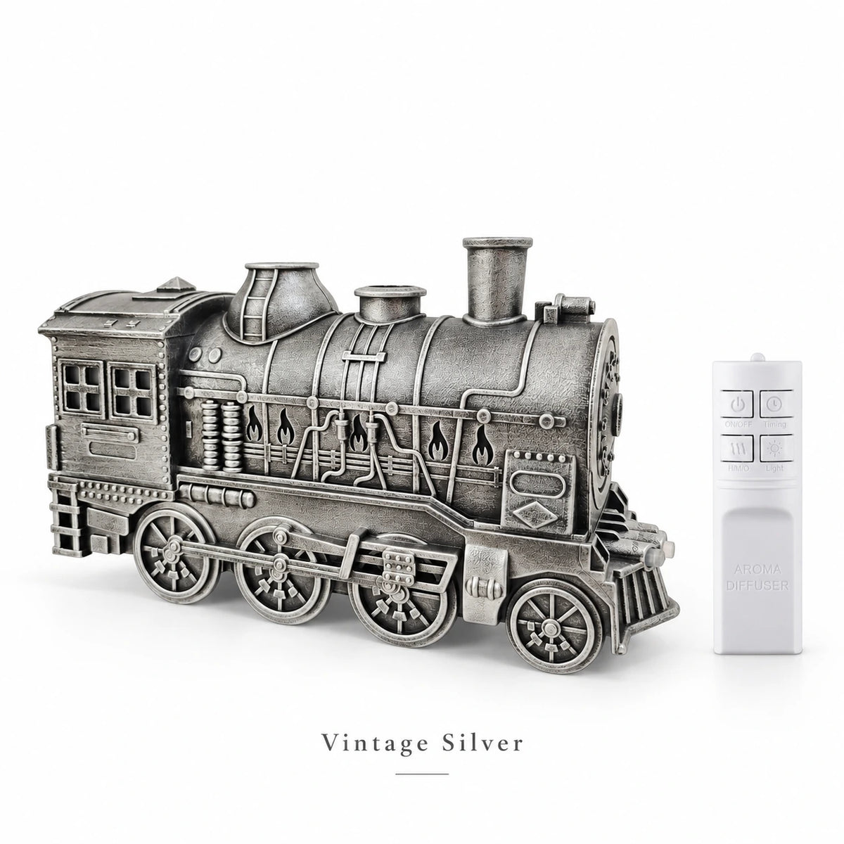 Vintage Steam Train Humidifier & Aroma Diffuser with Mist Rings and Ambient Light
